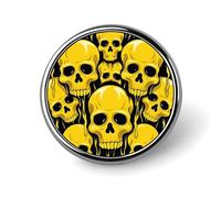 Broche ronde en métal imprimé tête de mort jaune tendance - pour sacs à dos ou revers, broche de Saint-Valentin, 2,5 x 2,5 cm, aluminium, alliage d'aluminium