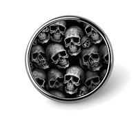 Broche ronde en métal imprimé tête de mort noire tendance - pour sacs à dos ou revers, broche de Saint-Valentin, 2,5 x 2,5 cm, aluminium, alliage d'aluminium