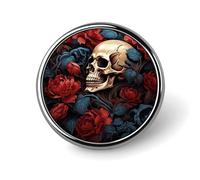 Broche ronde en métal imprimé tête de mort pour sac à dos ou revers, broche de Saint-Valentin