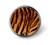 Broche ronde en métal imprimé tigre rayé à la mode - pour sacs à dos ou revers, broche de Saint-Valentin, 2,5 x 2,5 cm, aluminium, alliage d'aluminium