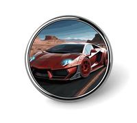 Broche ronde en métal imprimé voiture de course rouge tendance - pour sacs à dos ou revers, broche de Saint-Valentin, 2,5 x 2,5 cm, aluminium, alliage d'aluminium