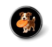 Broche ronde en métal Motif chiot coquin
