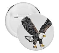 Broche ronde en métal pour sac à dos - Motif de l'aigle à tête blanche - Pour chemise, veste, châle, manteau - Unisexe, 20PCS, Fer blanc, épingles rondes en métal