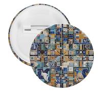 Broche ronde en métal pour sac à dos nostalgique en mosaïque marbrée, broche légère pour chemises, vestes, châle, manteau, unisexe, 20PCS, Fer blanc, épingles rondes en métal