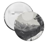 Broche ronde en métal pour sac à dos Snow Mountain Lone Wolf, broche légère pour chemises, vestes, châle, manteau, unisexe, 5PCS, Fer blanc, épingles rondes en métal