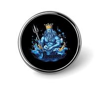 Broche ronde en métal représentant Poséidon, dieu grec, imprimée, jolie décoration pour sac à dos et vêtements