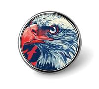 Broche ronde en métal représentant un aigle féroce, jolie décoration pour homme et femme