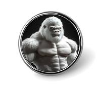 Broche ronde en métal représentant un bodybuilder gorille, pour cravate, chapeau, chemise, vêtements, sacs, décoration