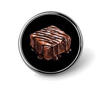 Broche ronde en métal représentant un brownie nappé de chocolat, badge tendance, bijou décoratif unisexe