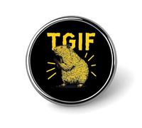 Broche ronde en métal représentant un cochon d'Inde, Capybara TGIF, joli badge décoratif, bijou pour homme et femme