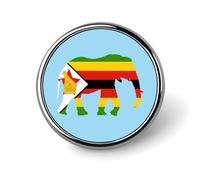 Broche ronde en métal représentant un éléphant africain, drapeau du Zimbabwe, jolie décoration pour homme et femme
