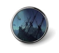 Broche ronde en métal représentant un naufrage sous-marin, jolie décoration pour homme et femme