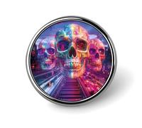 Broche ronde en métal représentant une tête de mort sur le thème du voyage en train, idéale pour décorer chapeaux, chemises, vêtements et sacs. Cette broche commémorative en métal est parfaite pour ag
