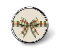 Broche ronde en ruban vert sauge et orange pour homme et femme