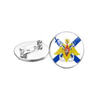 Broche ronde en verre avec motif d'arts militaires de la Fédération de Russie - Souvenirs artisanaux, Verre