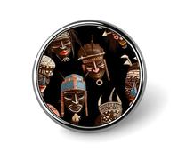 Broche ronde ethnique tribale africaine en alliage d'aluminium, légère et tendance, accessoire de mode pour hommes et femmes.