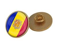 Broche Ronde Humoristique Avec Drapeau D'Andorre - Badge En Cristal Imprimé Drapeau De Style Ethnique Patriotique, Élégante Broche, Épingle À Cravate, Bijoux, Chapeau, Vêtements, Accessoires Ronds