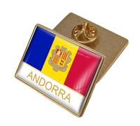 Broche Ronde Humoristique Avec Drapeau D'Andorre - Badge En Cristal Imprimé Drapeau De Style Ethnique Patriotique, Broche Élégante, Épingle À Cravate, Bijoux, Chapeau, Vêtements, Accessoires