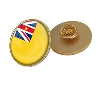 Broche Ronde Humoristique Avec Drapeau De Niue - Badge En Cristal Imprimé Drapeau De Style Ethnique Patriotique, Élégante Broche, Épingle À Cravate, Bijoux, Chapeau, Vêtements, Accessoires Ronds