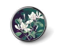 Broche ronde humoristique de 2,5 cm (1 pouce) avec de magnifiques fleurs épanouies, idéale pour décorer vêtements, manteaux, chapeaux et robes (hommes et femmes). Parfaite pour les fêtes.