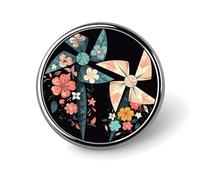 Broche ronde humoristique en forme de moulin à vent, 2,5 cm, à porter comme insigne ou épingle à cravate. Idéale pour décorer vêtements, manteaux, chapeaux et robes (hommes et femmes). Parfaite pour l