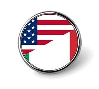 Broche ronde humoristique en métal, drapeau des États-Unis et de l'Italie (2,5 cm) | Accessoires de mode originaux pour hommes et femmes (vêtements, chapeaux, sacs, cravates).