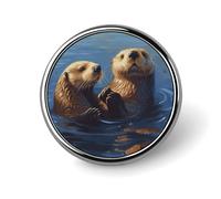 Broche Ronde imprimée Peinture loutres de mer Un Accessoire Indispensable pour Les Femmes branchées Idéal pour la Saint-Valentin Anniversaire Remise des diplômes
