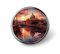 Broche ronde insigne coucher de soleil sur Rome, en alliage d'aluminium, légère et tendance, accessoire de mode pour hommes et femmes.