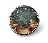 Broche ronde insigne de mathématiques scolaires en alliage d'aluminium, épingle à cravate légère et tendance, accessoire de mode pour hommes et femmes.