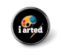 Broche ronde « J’aime l’art », épingle à revers, accessoire de cravate, costume ou robe pour homme et femme, mariage, anniversaire