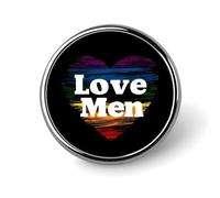 Broche ronde « J’aime les hommes » en forme de cœur arc-en-ciel LGBT, accessoire de mode pour hommes et femmes.