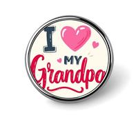 Broche ronde « J’aime mon grand-père » pour homme et femme, accessoire de mode pour col, robe, veste ou sac à dos.