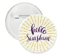 Broche ronde jaune Hello Sunshine, épingle à cravate unisexe lisse, badge en fer blanc, bijoux artisanaux, décoration pour costume, accessoire pour homme et femme