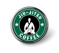 Broche ronde JIU JITSU AND COFFEE, épingle à cravate pour femmes, hommes, employés de bureau, enseignants, décoration