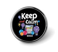Broche ronde Keep Calm And Play Bingo pour homme et femme, accessoire de costume, de mariage ou d'anniversaire