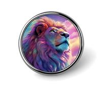 Broche ronde Lion arc-en-ciel paisible et magnifique pour hommes et femmes, insigne de mode, épingle à col, robe, veste, sac à dos, accessoire