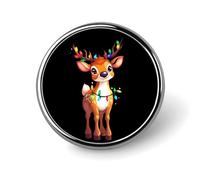 Broche ronde mignonne en forme de cerf pour Noël, à épingler à revers, cravate, badge, bouton commémoratif en métal, kit pour chapeau, chemise, vêtements, sacs, décoration