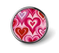 Broche ronde moderne en forme de cœur rose et rouge du milieu du siècle pour homme et femme