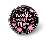 Broche ronde Mother's Best World pour homme et femme, idéale pour un mariage, un anniversaire ou une soirée