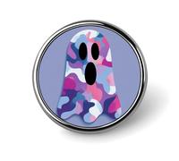 Broche ronde motif fantôme psychédélique tie-dye pour homme et femme - Broche tendance pour col, robe, veste, sac à dos