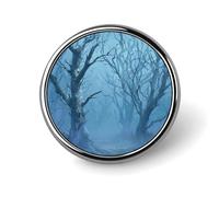 Broche ronde motif forêt morte maudite - Arbres squelettiques pâles - Pour homme et femme