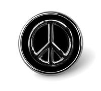 Broche ronde noire avec signe de paix abstrait pour homme et femme