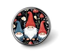 Broche ronde noire et blanche en forme de rose rouge pour homme et femme - Accessoire de costume - Épingle à cravate légère de 2,5 cm, Circular, Aluminium, Pas de gemme