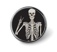 Broche ronde noire représentant un squelette humain, épingle à cravate lisse unisexe, badge léger, bijoux artisanaux, décoration pour costume, homme et femme