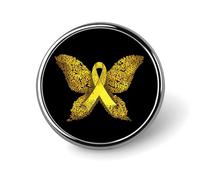 Broche ronde papillon en ruban jaune contre le cancer, bouton, cravate, badge, chapeau, vêtements, accessoires pour hommes et femmes