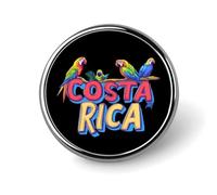 Broche ronde perroquet du Costa Rica, en émail, pour revers de veste, sac à dos ou chapeau.