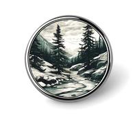 Broche ronde personnalisée avec deux pins dessinés à la main, accessoire de mode pour homme et femme.