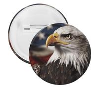 Broche ronde personnalisée en fer blanc avec motif aigle à tête blanche pour les enseignants, les infirmières, les médecins, le personnel, les cadeaux de fête, 12pcs, Plastique, Plastiques
