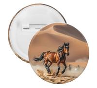 Broche ronde personnalisée en fer blanc avec motif cheval courant dans la tempête du désert - Convient pour les enseignants, les infirmières, les médecins, le personnel, les cadeaux de fête, 5PCS