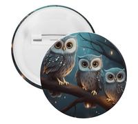 Broche ronde personnalisée en fer blanc avec motif chouette sur un arbre - Convient pour les enseignants, les infirmières, les médecins, le personnel, les cadeaux de fête, 1PCS, Plastique, Plastiques